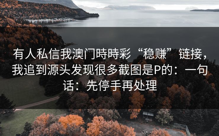 有人私信我澳门時時彩“稳赚”链接，我追到源头发现很多截图是P的：一句话：先停手再处理
